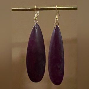 New wood earrings plum